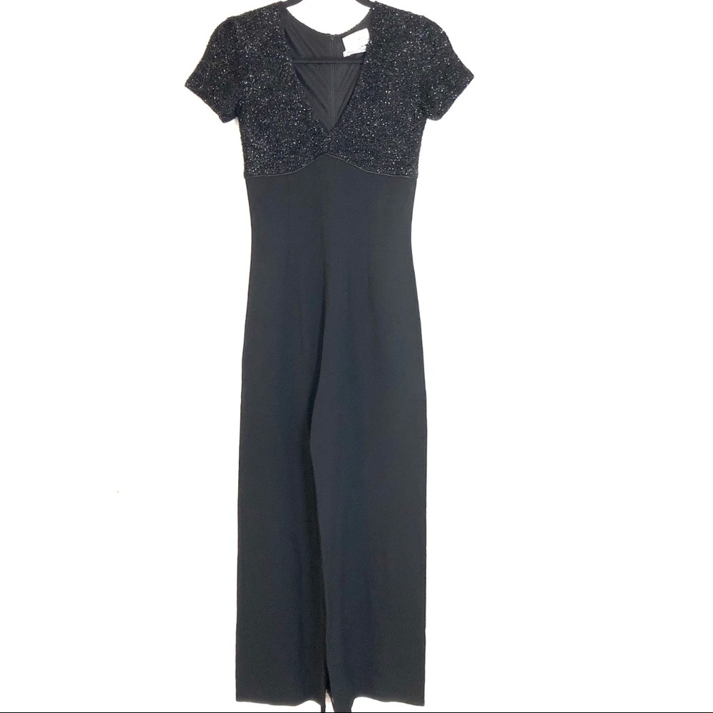 MaxMara Black Sparkle Short-Sleeve Jumpsuit